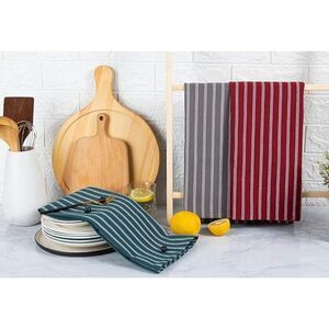 Tea Towels Trendy Cloth Napkin 3pc Set Striped Kitchen Dish Drying Dishcloth New